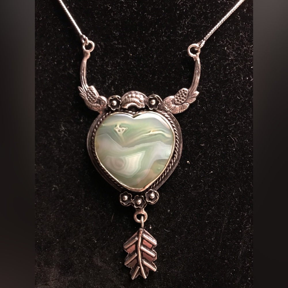 Hemimorphite Stamped 925 Sterling Silver Necklace